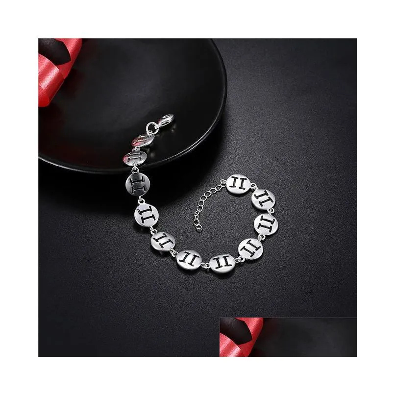 womens sterling silver plated gemini charm bracelet gssb578 fashion 925 silver plate jewelry bracelets