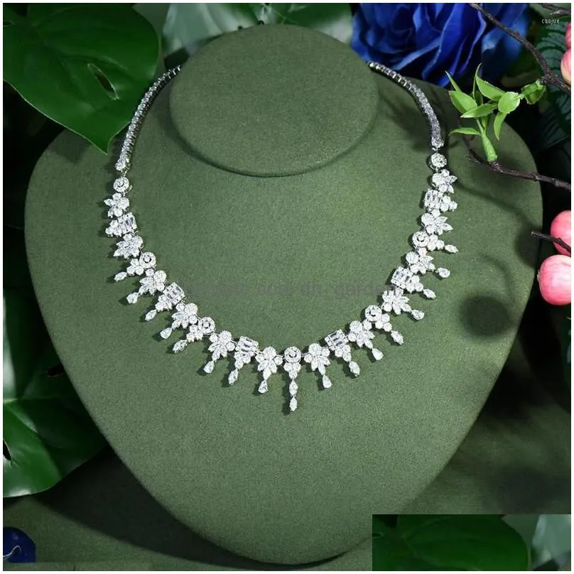 necklace earrings set 4pcs brilliant cubic zirconia stone luxury african dubai bridal jewelry for women party dress accessories n132