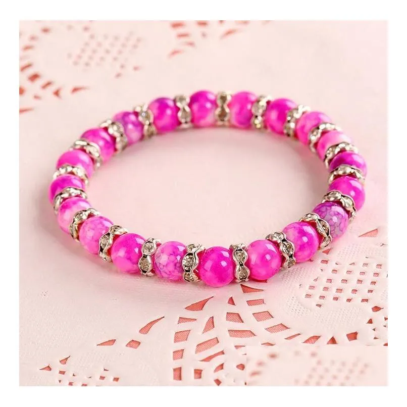 factory direct sale female glass inlaid diamond bracelet with various colors imitated gsfb032 mix order 20 pieces a lot beaded 