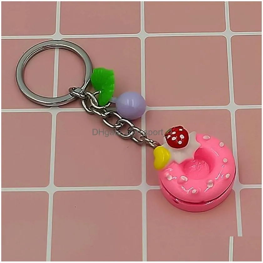  ship colorful circle cake keychain cute girls gifts key rings gskr111 mix order 20 pieces a lot keychains