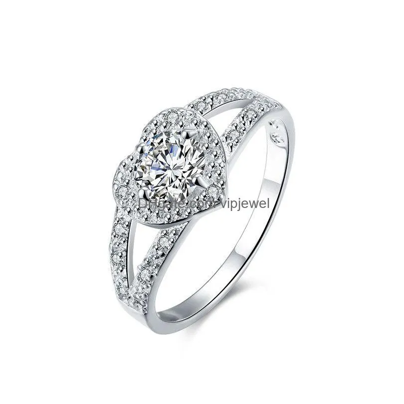 brand 925 silver rings heart shaped diamond gssr388 factory direct sale fashion sterling silver finger ring