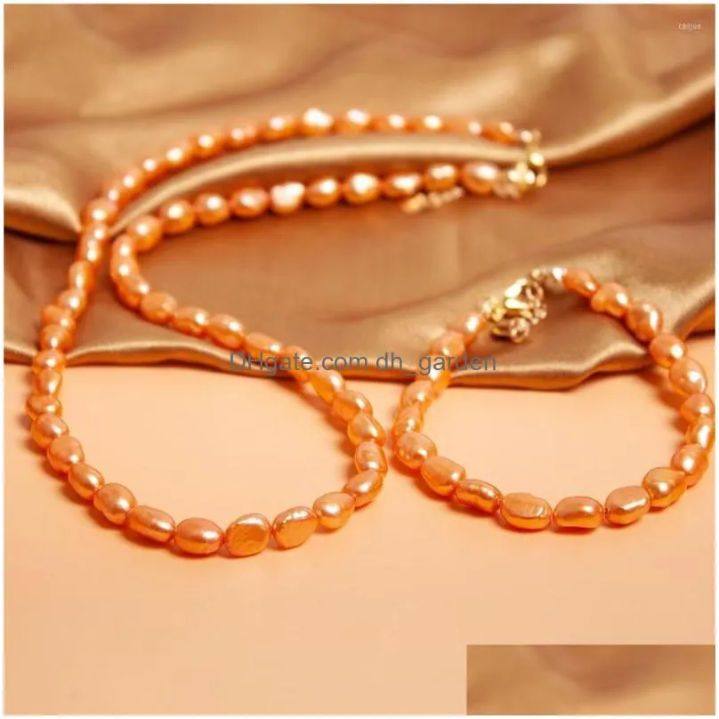 necklace earrings set handmade baroque pearl bracelet jewelry freshwater pearls women 15 colors fp069