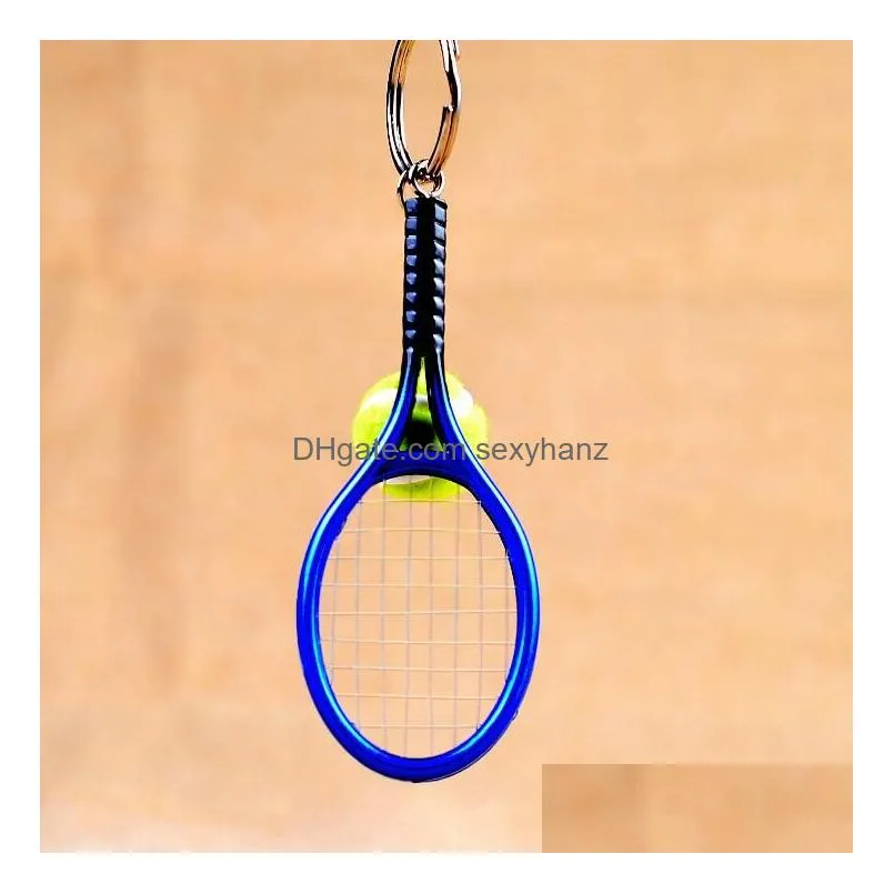  ship mini tennis tennis racket keychain creative gifts key rings gskr158 mix order 20 pieces a lot keychains
