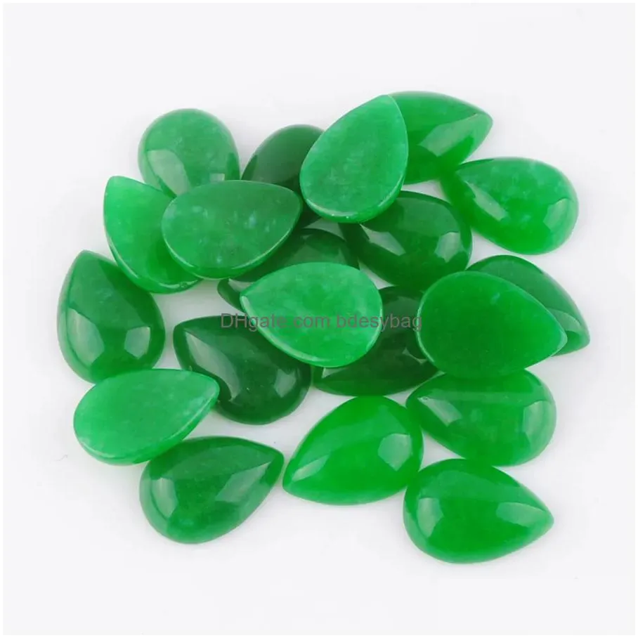 natural green jade gemstones teardrop 13x18mm cabochon no hole loose beads for diy jewelry making earrings bracelets necklace rings