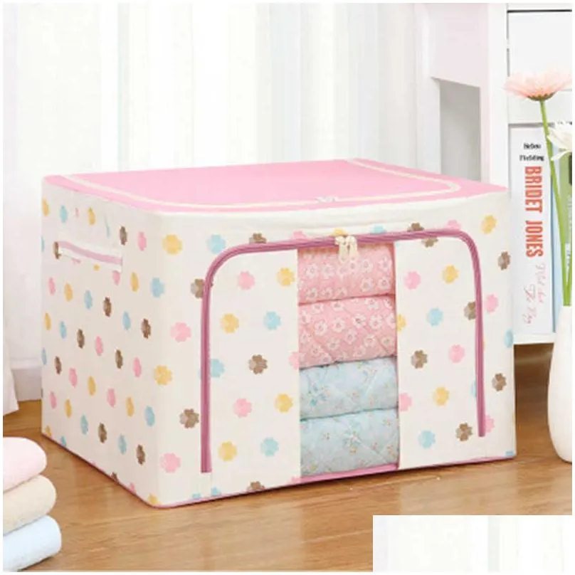 oxford cloth clothes steel frame transparent storage box bed sheet blanket pillow shoe rack container foldable case 210922