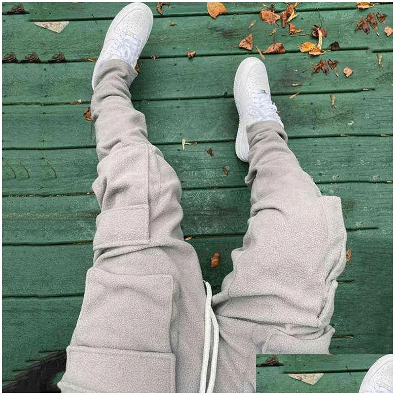 2021 fall winter streetwear mens cargo pants pockets sweat pants casual trousers mens jogging pants sweatpants h220804