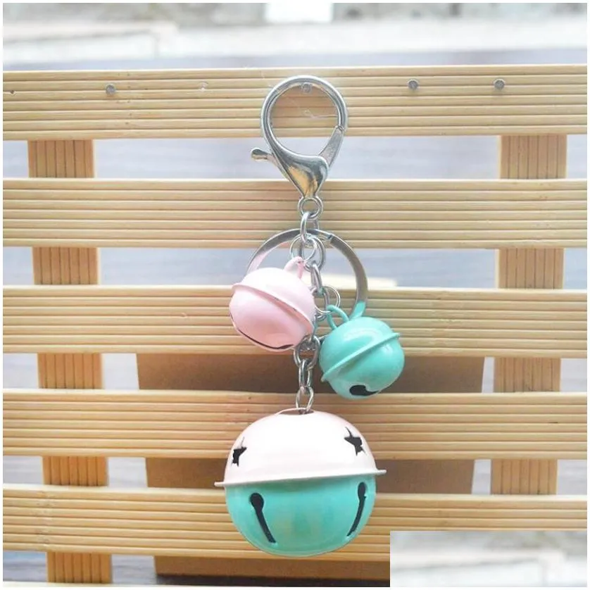 candy color paint bell keychain large and medium twocolor antitheft mobile phone bag pendant gift key rings gskr312 mix order 20 pieces a lot