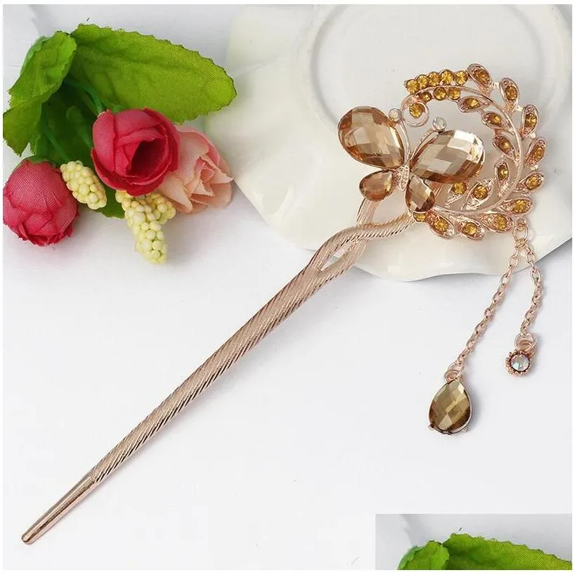  gift hairpin classic retro style hairpin tassel step rock drill decoration costume headdress fz014 mix order 20 pieces a lot