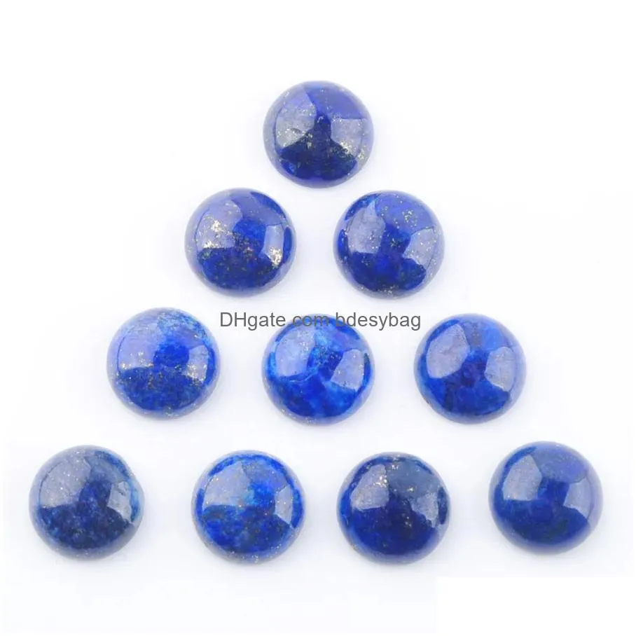 natural lapis lazul loose gemstones cabochon 12mm for jewelry making flat back fit round cameo stud earring accessories craft u3254