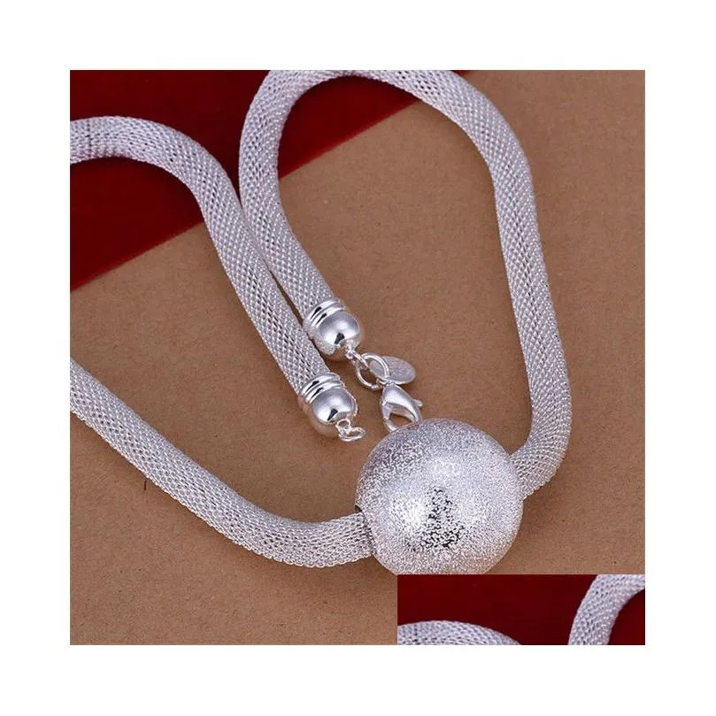 sterling silver plated dasha ball net pendant necklaces gssn182 fashion lovely 925 silver plate jewelry necklace