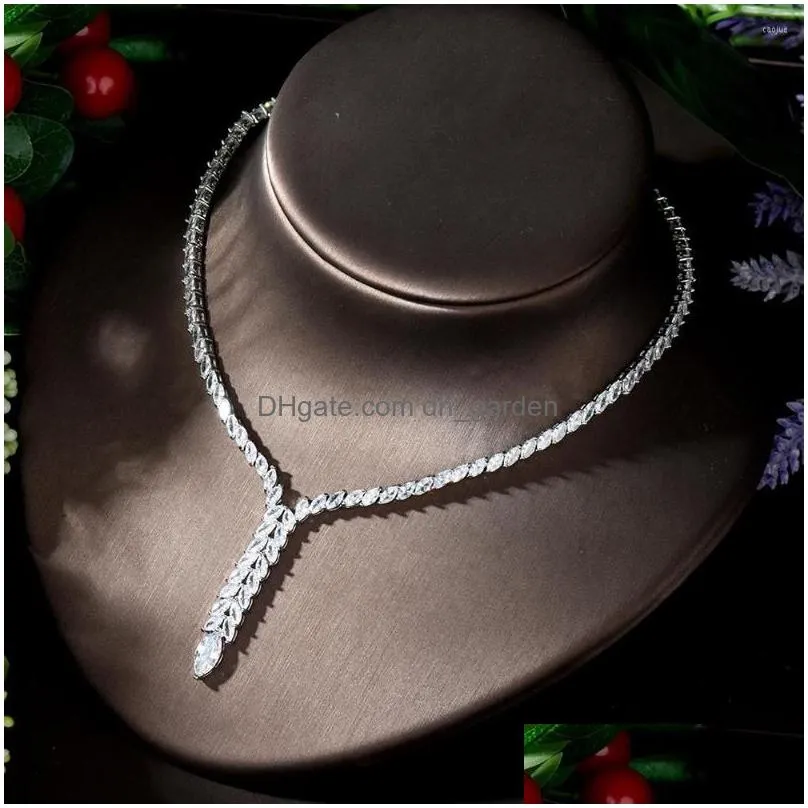 necklace earrings set fashion high quality white cubic zirconia paved ladies leaf pendant love gift n1235