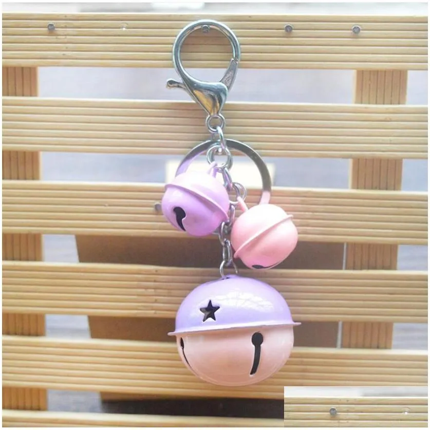 candy color paint bell keychain large and medium twocolor antitheft mobile phone bag pendant gift key rings gskr312 mix order 20 pieces a lot