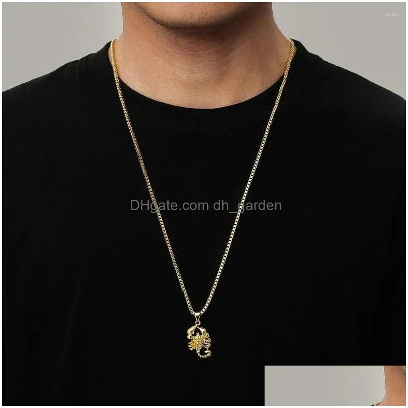 pendant necklaces punk gold color scorpion necklace for men stainless steel rock hip hop jewelry gift wholesale
