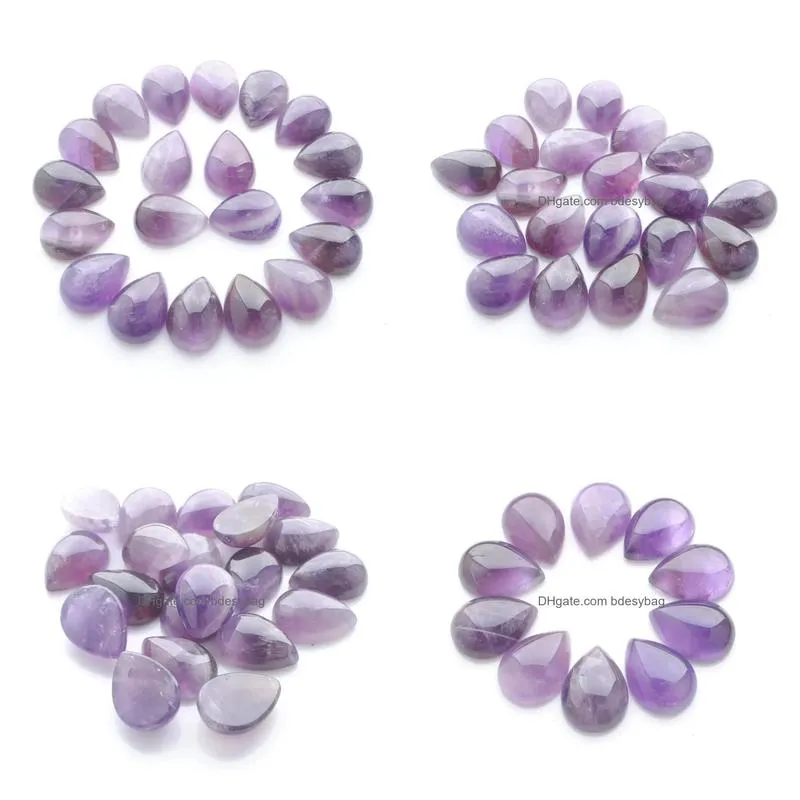 natural amethyst gemstones teardrop 13x18mm cabochon no hole loose beads for diy jewelry making earrings bracelets necklace rings accessories