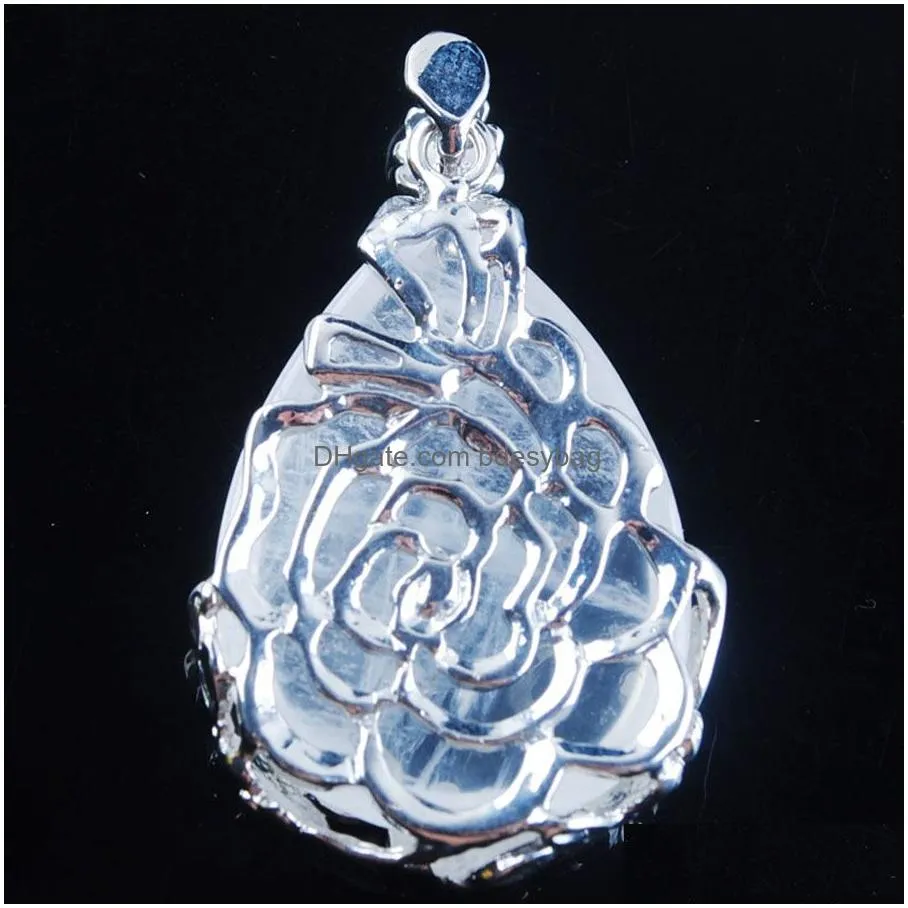 natural gem stone pendant teardrop white crystal love beads reiki chakra healing pendant necklace chain jewelry n3464