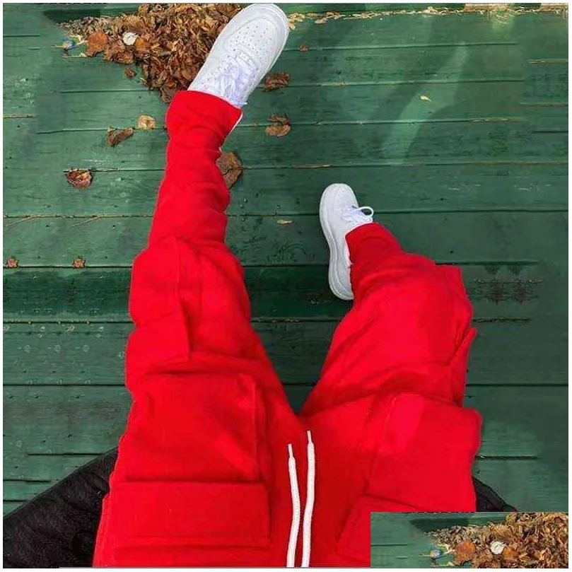 2021 fall winter streetwear mens cargo pants pockets sweat pants casual trousers mens jogging pants sweatpants h220804