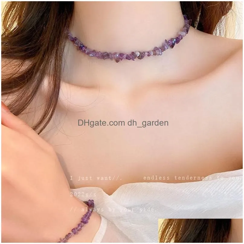 necklace earrings set womens classic purple crystal jewelry romantic beaded bracelet trendy choker necklaces exquisite charm