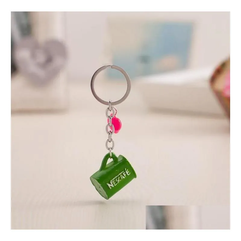  ship cute teacup resin coffee cup car pendant keychain gifts key rings gskr118 mix order 20 pieces a lot keychains