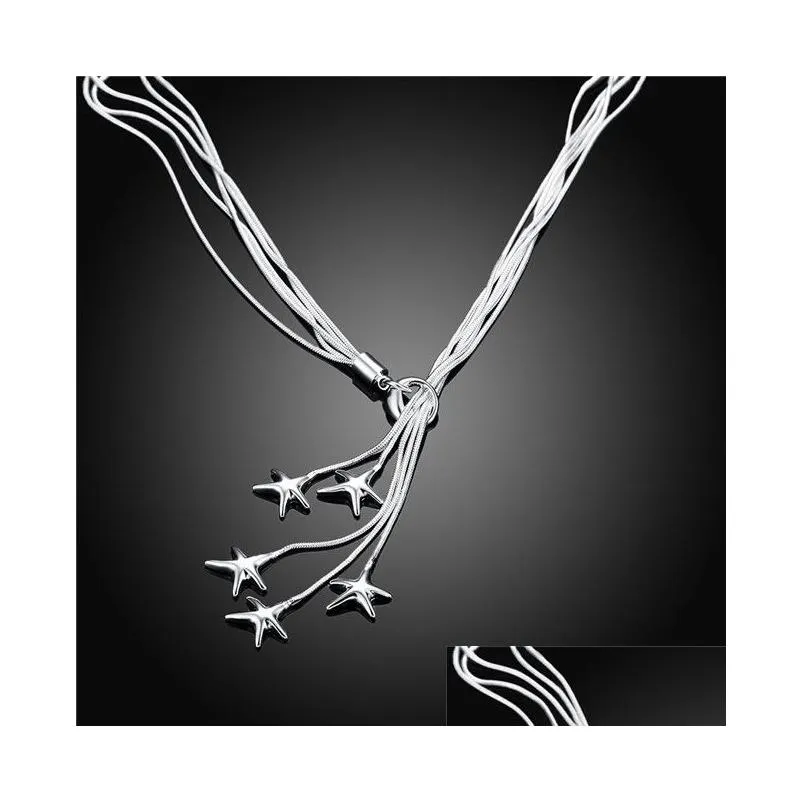 uni sterling silver plated tai chi hanging star chains necklace gssn91 fashion lovely 925 silver plate jewelry necklaces chain