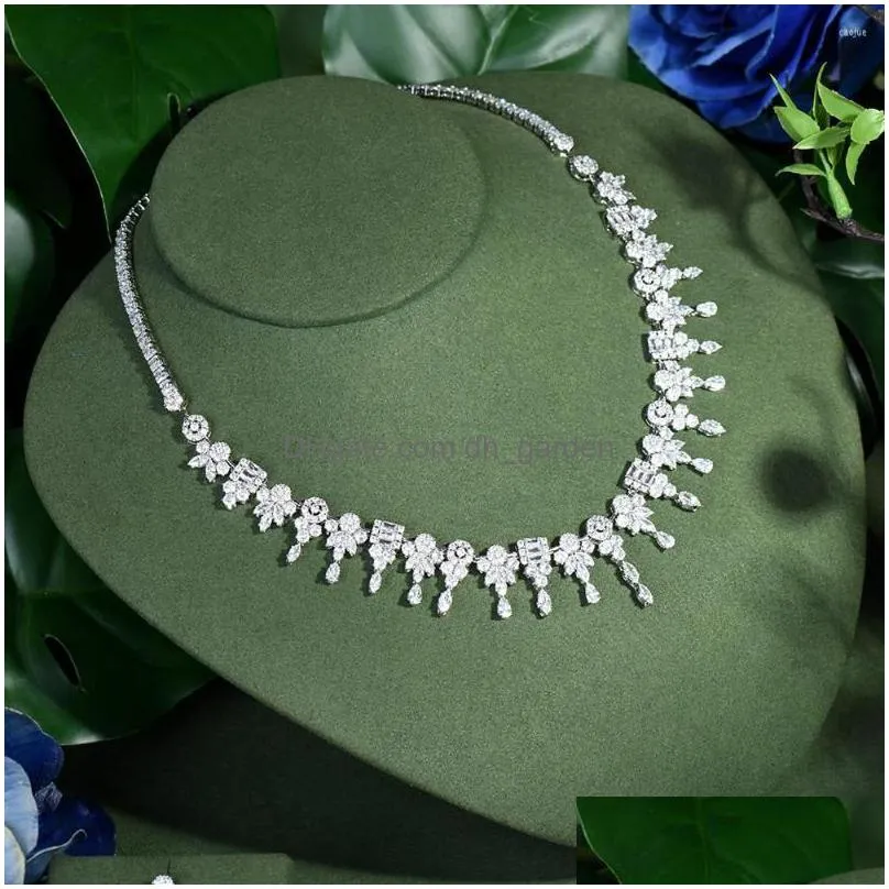 necklace earrings set 4pcs brilliant cubic zirconia stone luxury african dubai bridal jewelry for women party dress accessories n132