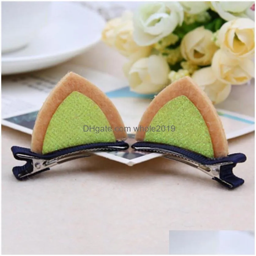 autumn and winter threedimensional ears girls hair clips shiny baby hairpin gsfj052 mix order barrettes