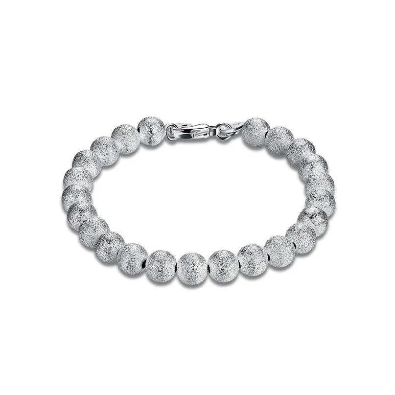 sterling silver plated 8m sand bead beaded strands bracelet gssb145 fashion 925 silver plate jewelry bracelets