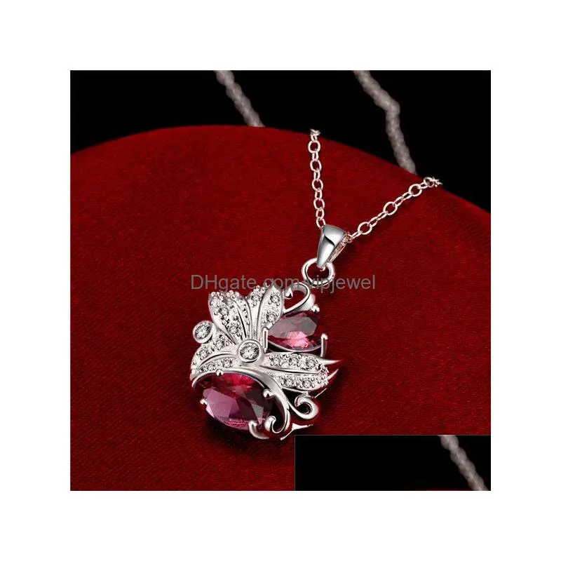fashion womens gemstone 925 silver necklace pendants mixed style sterling silver plated pendant necklaces gtn1