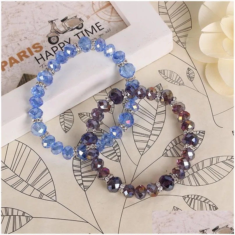 brand crystal bracelet beaded jewelry artificial crystal female bracelet fb543 mix order 20 pieces a lot link chain