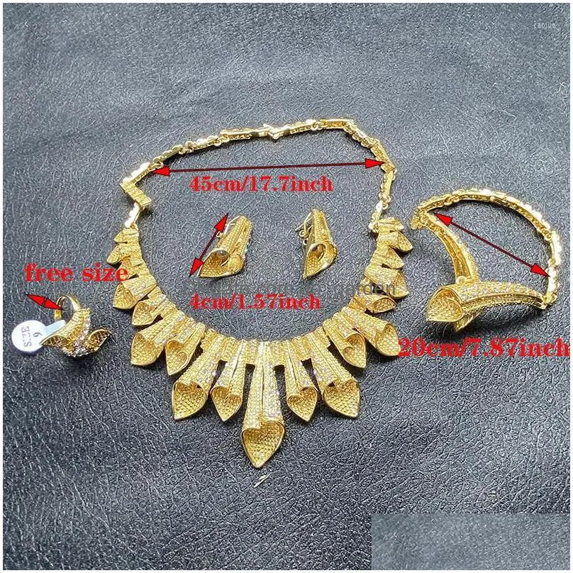 necklace earrings set vintage dubai gold color ornament for girls 24k habesha bracelet ring womens wedding wife gifts jewelery