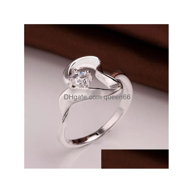 brand 925 silver ring stones wave heartshaped ship gssr468 factory direct sale fashion sterling silver finger rings