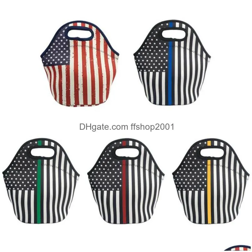 american flag neoprene lunch bag leopard print outdoor student insulation portable lunch storage bags waterproof