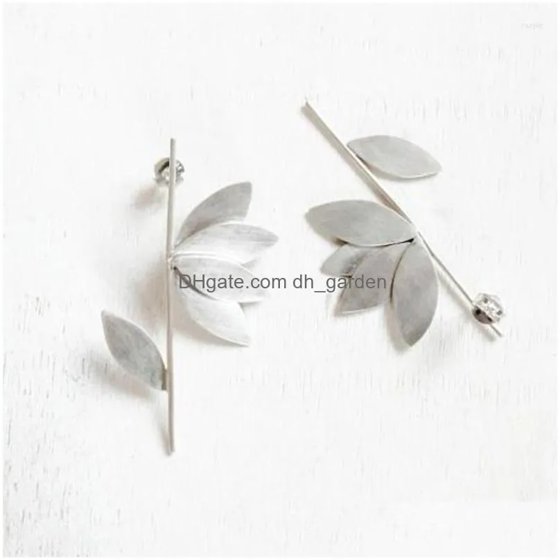 stud earrings ethnic silver color metal plant branch leaf punk vintage long personality womens gifts drop