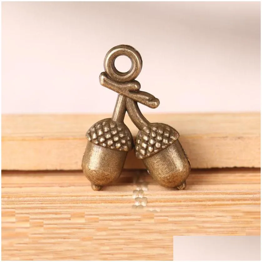 epacket dhs retro alloy antique cyan charms acorn small pendant gsxd013 jewelry charm pendants