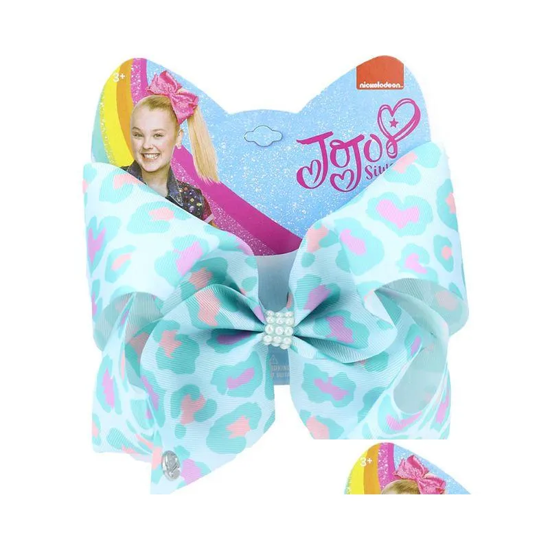 8 jojo siwa bows leopard hairgrips grosgrain ribbon camouflage hairpin kids party hair clip fashion hair accessories for girls