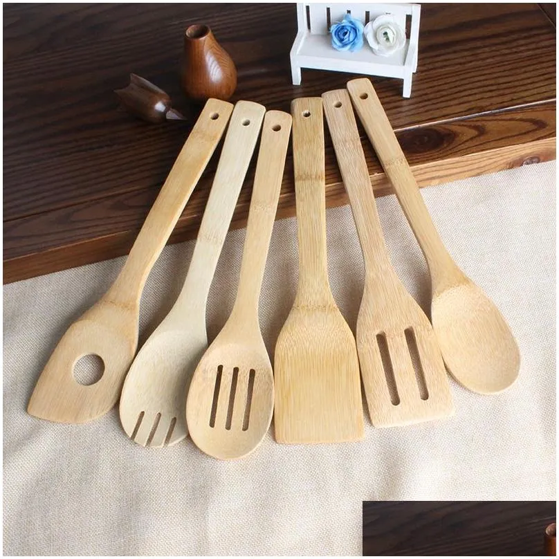 eco friendly bamboo spatula utensils wood color wooden kitchen shovel cooking salad spoons in stock 1 3zl e19