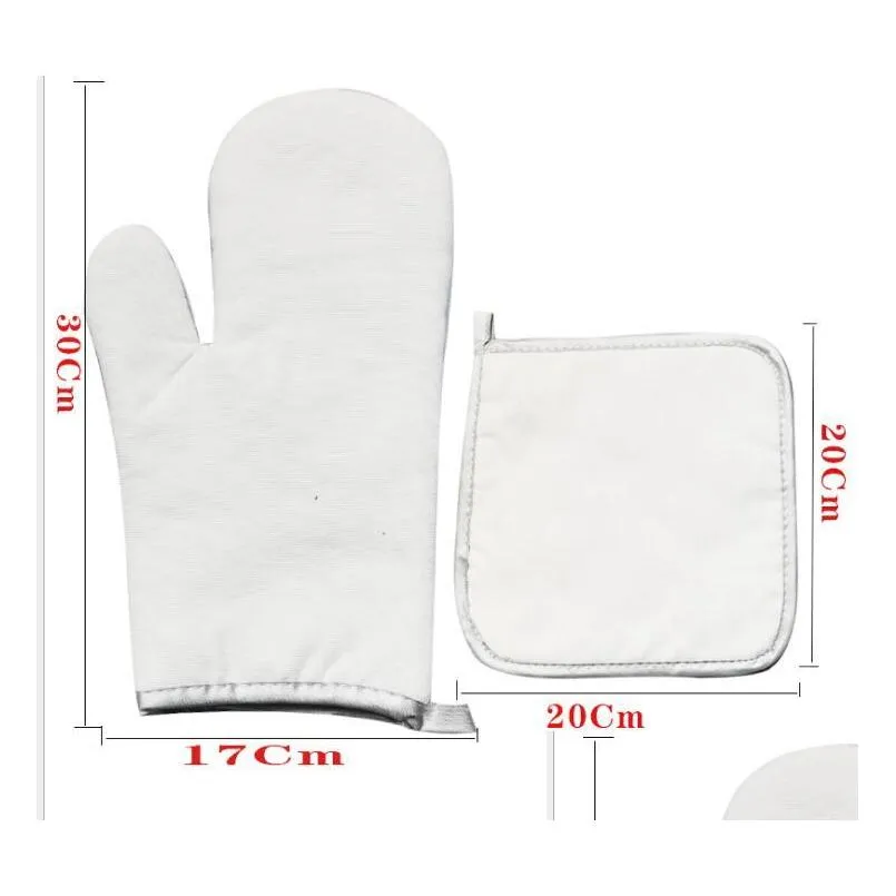 dhs50sets oven mitts sublimation diy white blank canvas bakeware oven mitts for kitchen cooking baking