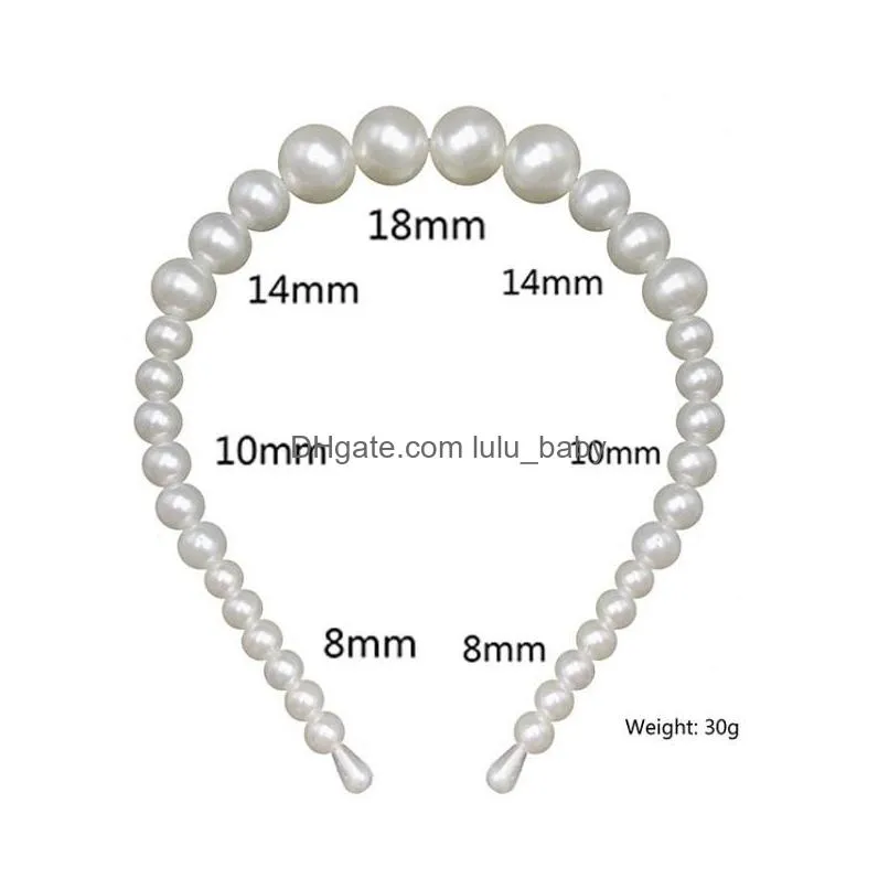 handmade beaded large pearl headband adult hair accessories highlight pearl headband imitational white pearl hair band 2 size