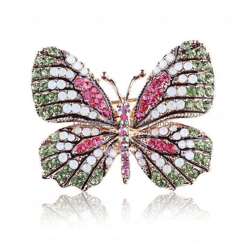 large crystal rhinestones butterfly brooches for women spring insect brooch pin coat fashion banquet wedding brooch gifts