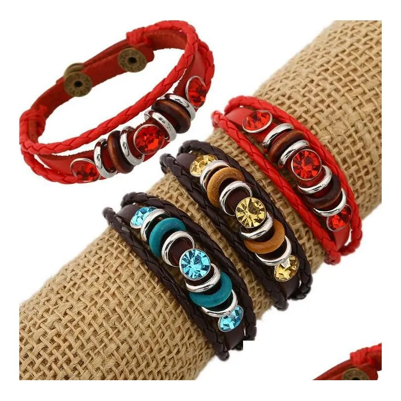  retro personality handmade jewelry cowhide woven hand rope bracelet fb462 mix order 20 pieces a lot slap snap bracelets