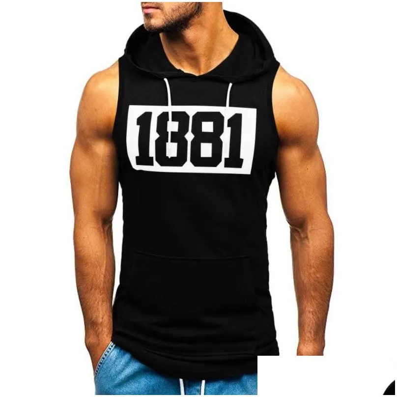 mens tank tops brand gyms clothing mens bodybuilding hooded top cotton sleeveless vest sweatshirt fitness workout sportswear male