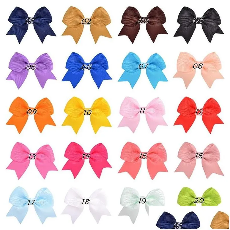 solid grosgrain ribbon bows with clips girl hair bows boutique hair clips handmade bowknot clips baby kids hair accessories