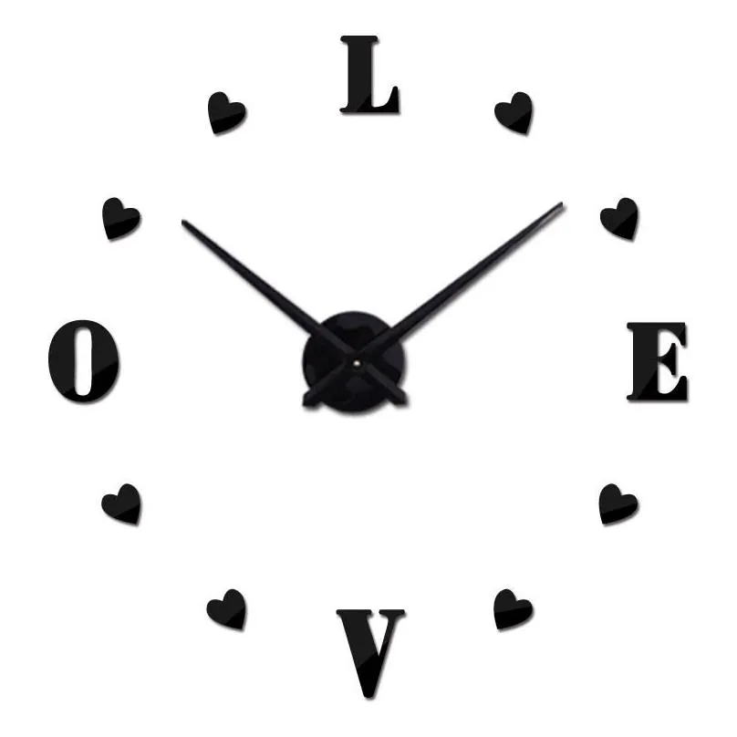 wall clocks quartz brief watches 3d real big clock rushed mirror stickers diy living room discounts still life