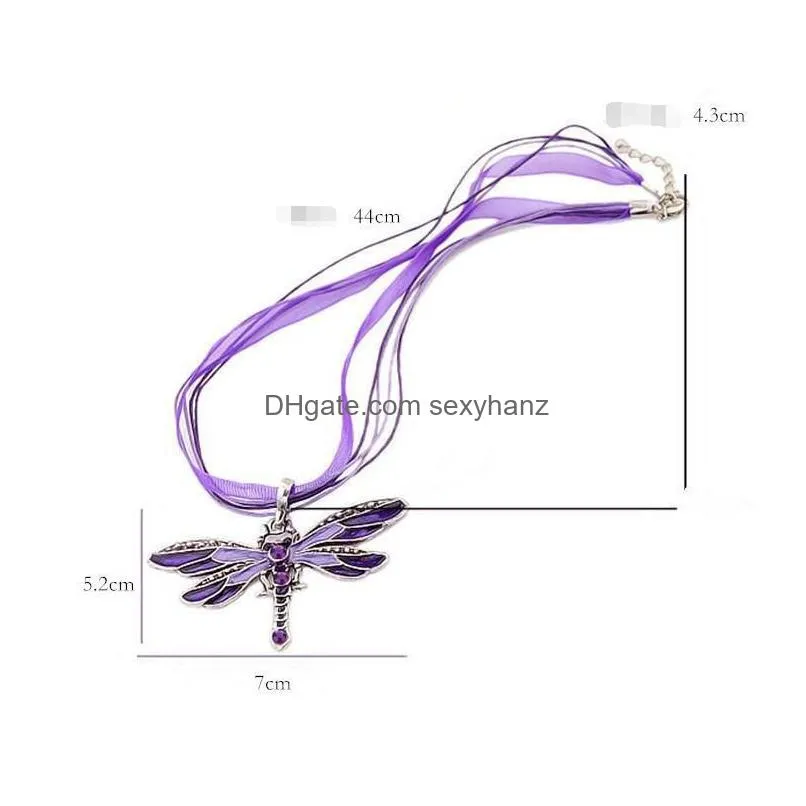 necklace silver dragonfly statement necklaces pendants vintage rope chain necklace women accessories