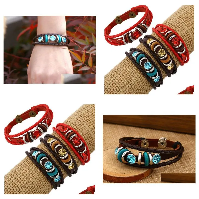  retro personality handmade jewelry cowhide woven hand rope bracelet fb462 mix order 20 pieces a lot slap snap bracelets