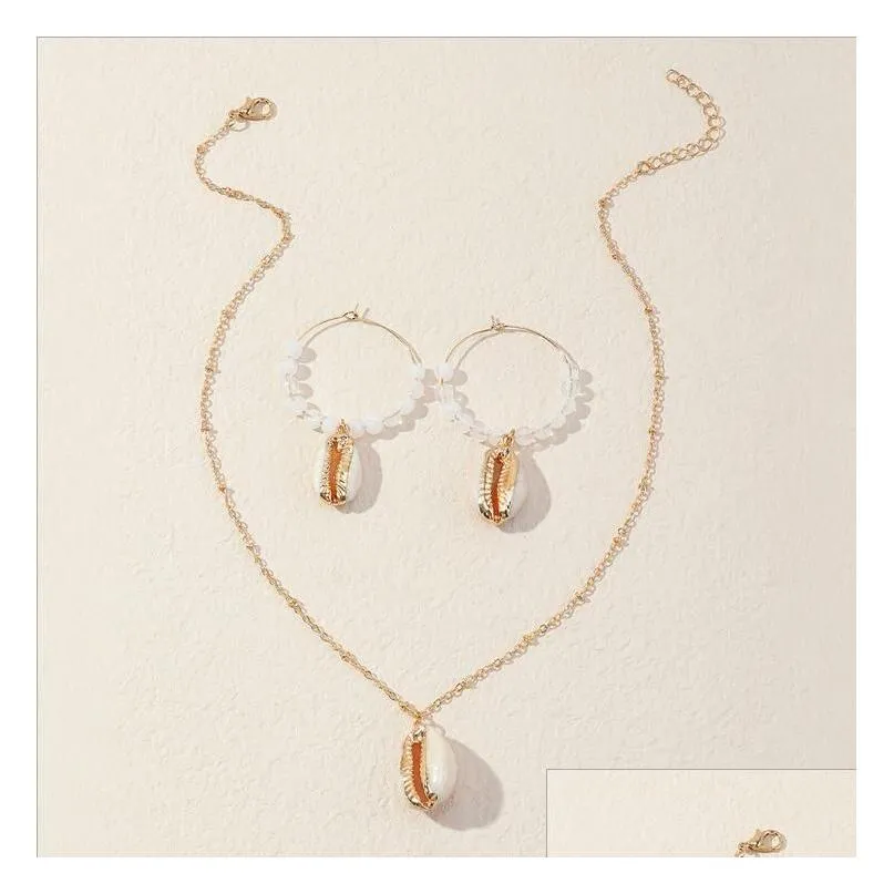 beach holiday wind shells necklaces earring jewelry sets gsfs008 fashion women gift earrings necklace set