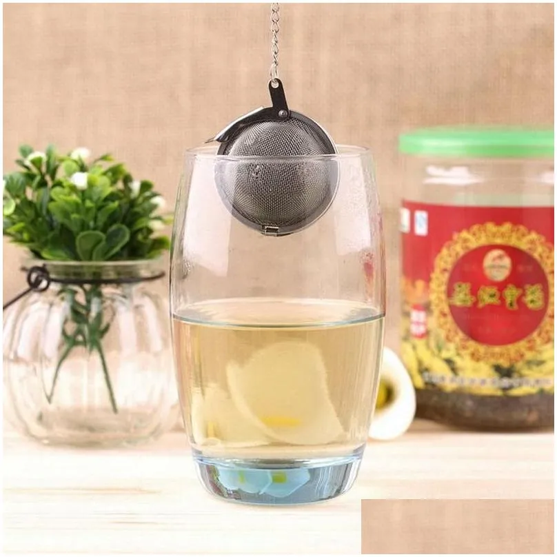 100pcs teaware stainless steel mesh tea ball infuser strainer sphere locking spice tea filter filtration herbal ball cup drink tools