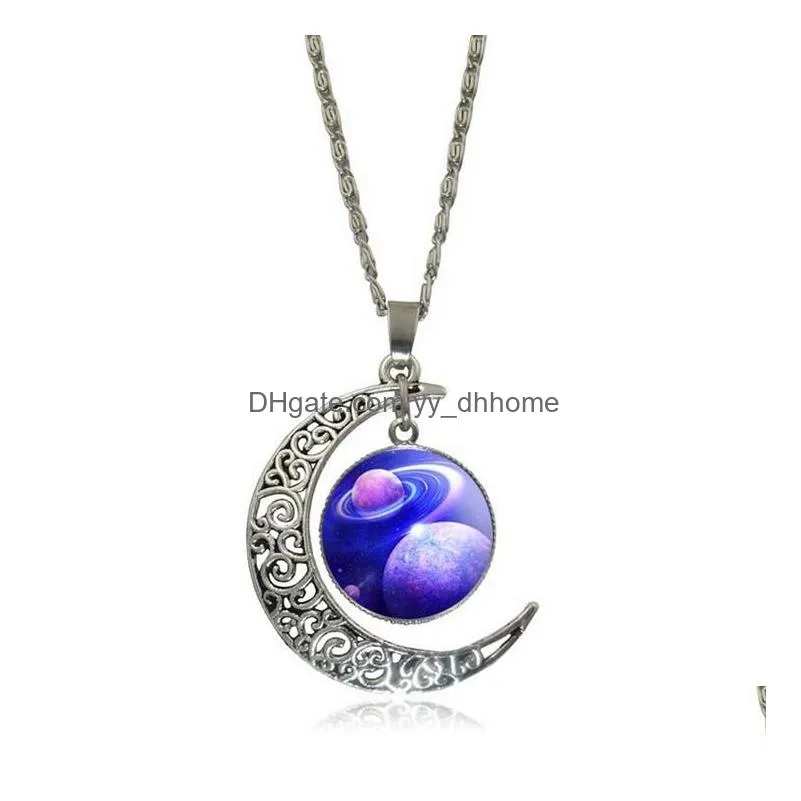 high quality stars sky moon moon gem necklace wfn168 with chain mix order 20 pieces a lot