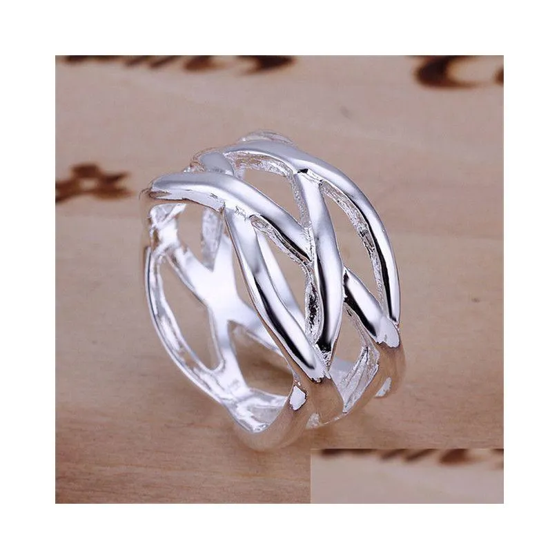 unisex sterling silver plated fish net ring gssr010 fashion 925 silver plate rings
