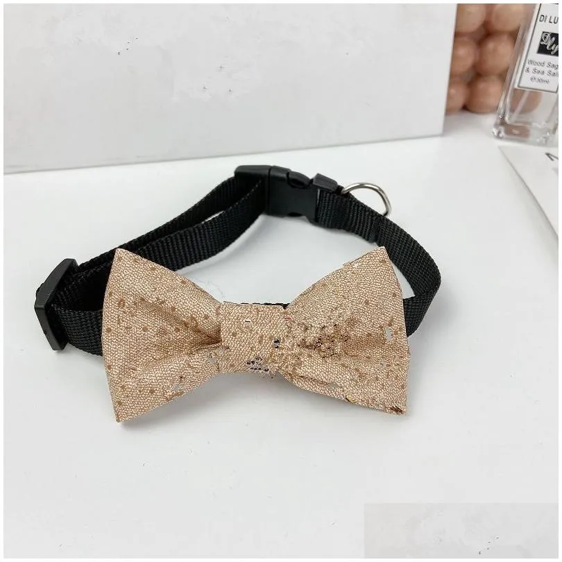 designer dog collars brand bow tie decoration cute and beautiful dogs letter print pets collar suitable for teddy pomeranian