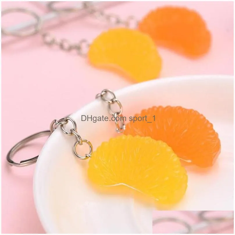 fashion lifelike imitation fruit keychains orange key ring female jewelry cartoon car handbag pendant